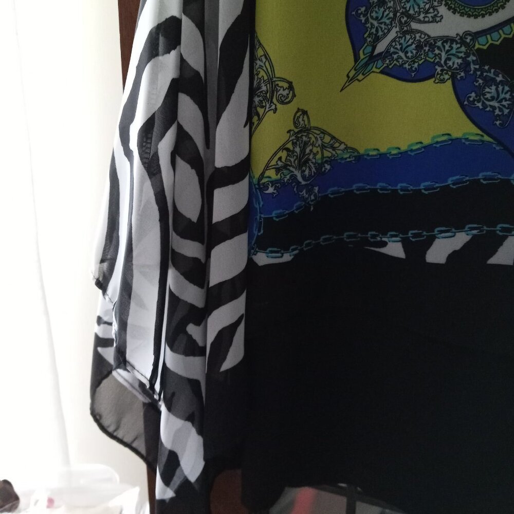 Multiples Colorful Tank Top Blouse with Overlay Semi Sheer sz L  B21 - Picture 5 of 8